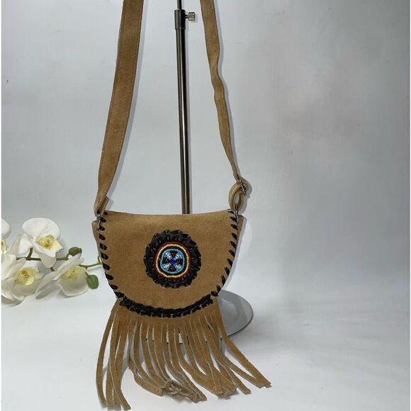 Adorable Suede Leather Fringe Crossbody - Picture 1 of 7
